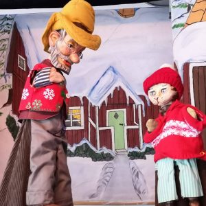 Handpuppen aus Holz: Pettersson und Findus